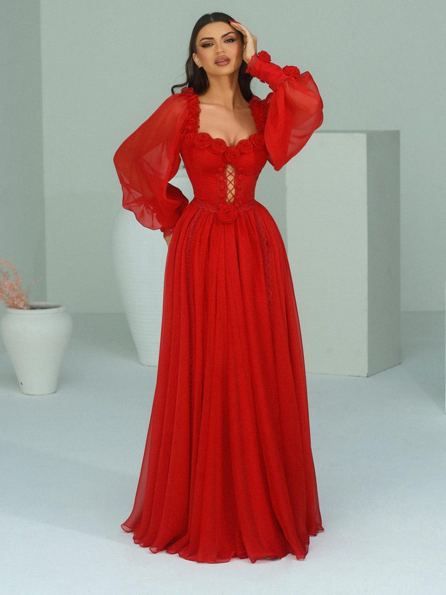 Scarlet rose corset gown