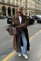 Chic long suede coat