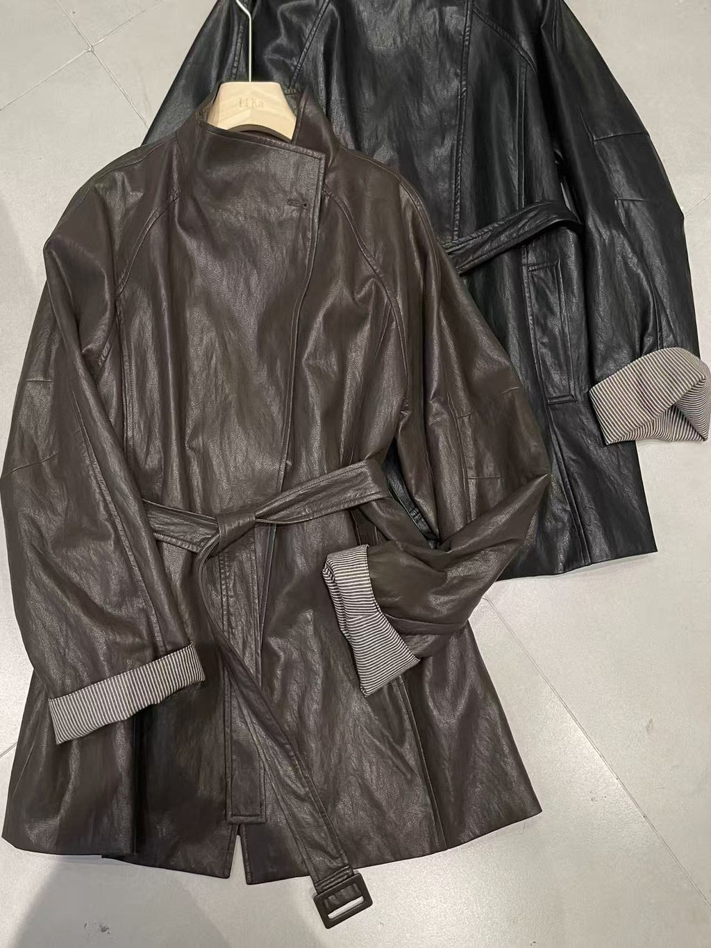 Washed leather jacket