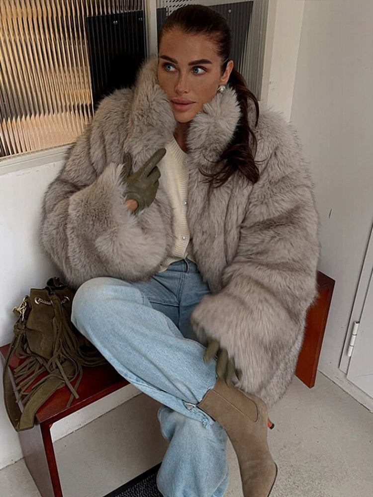 Gradient faux fur coat