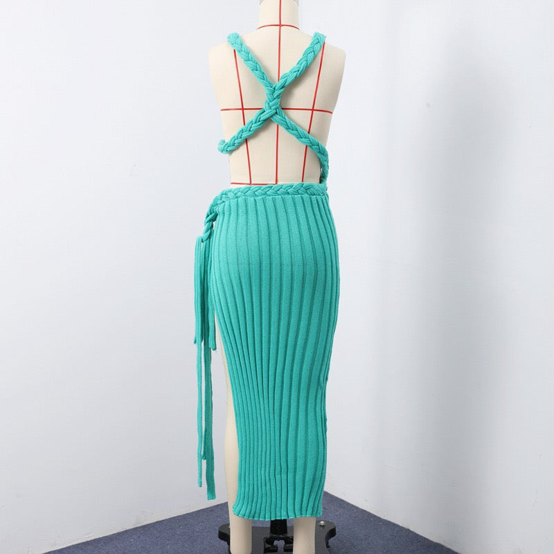 V neck knitted dress