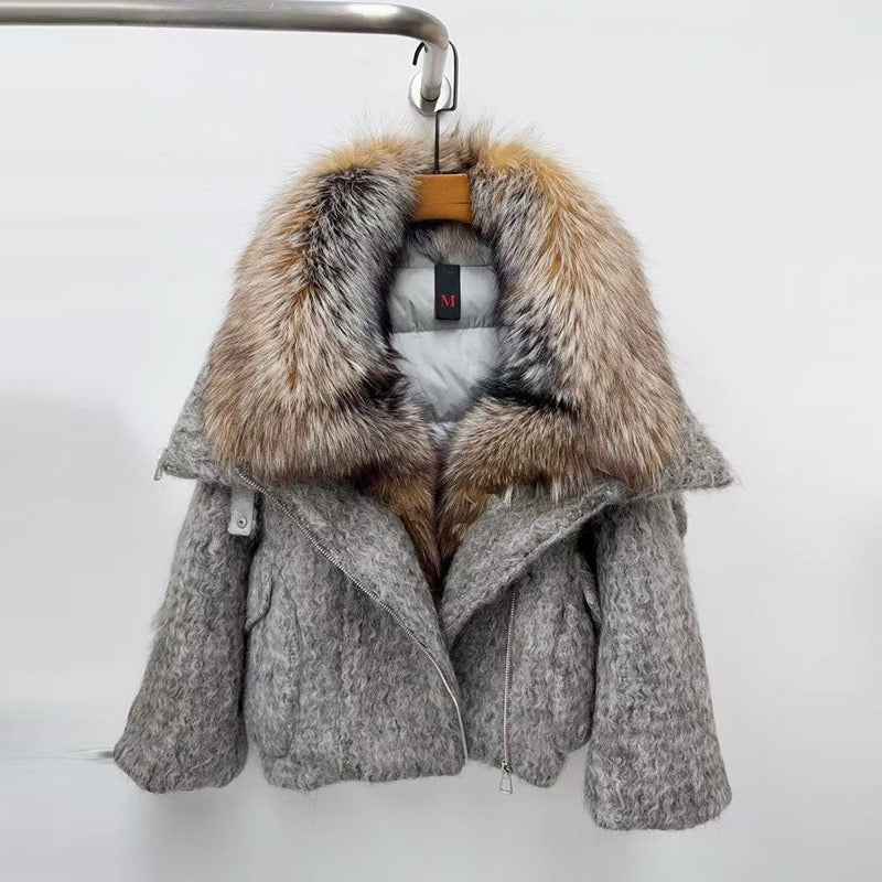 Jacket with fur collar