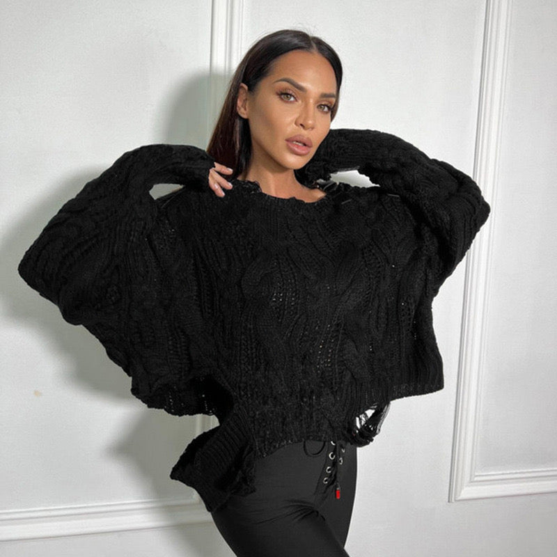 Distressed Crop Sweater