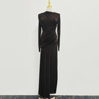 Asymmetric ruched bodice maxi