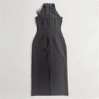 New flower encrusted diamond feather dress