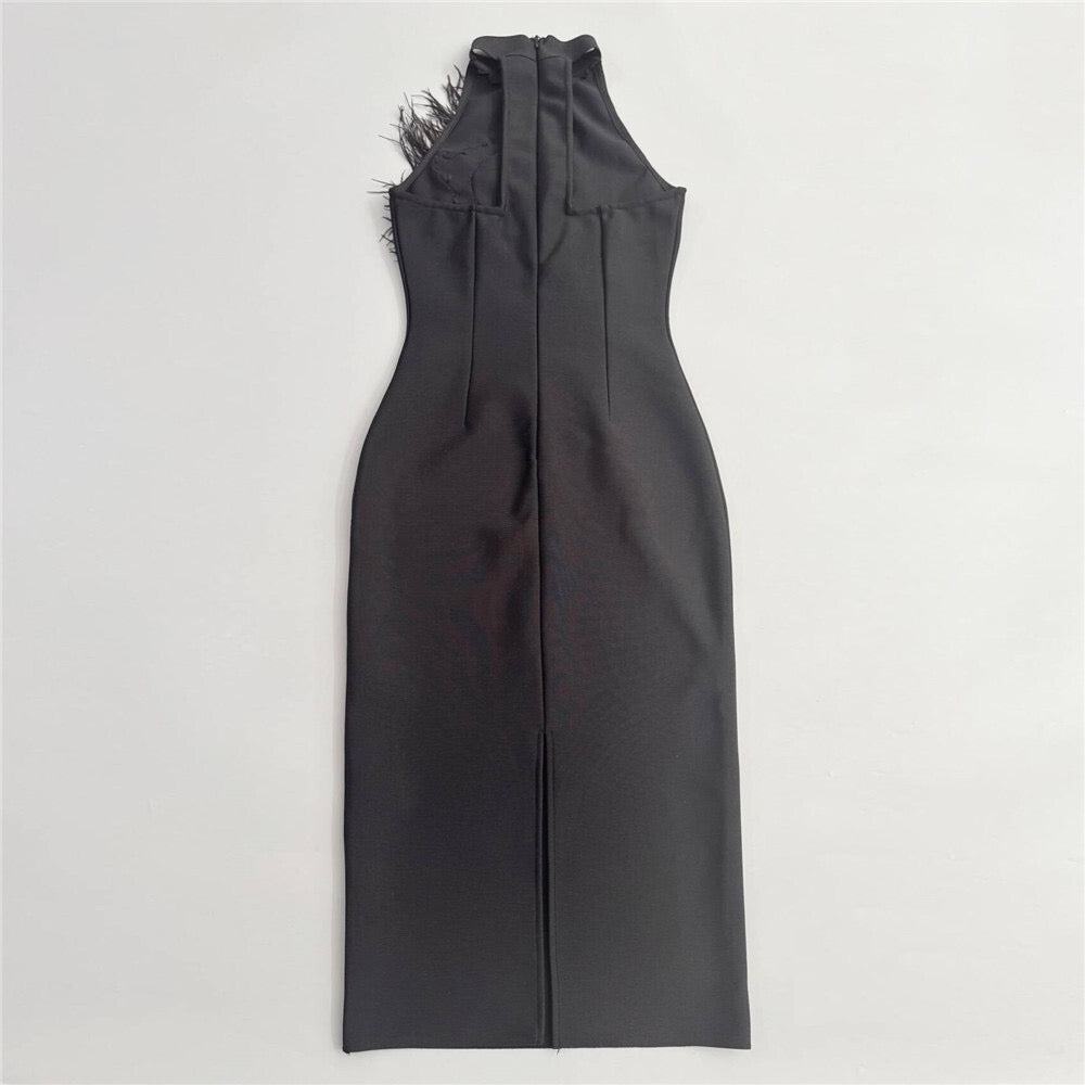 New flower encrusted diamond feather dress