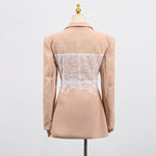 Lace design stitching blazer dress