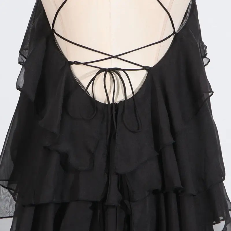 Stitching ruffled dress