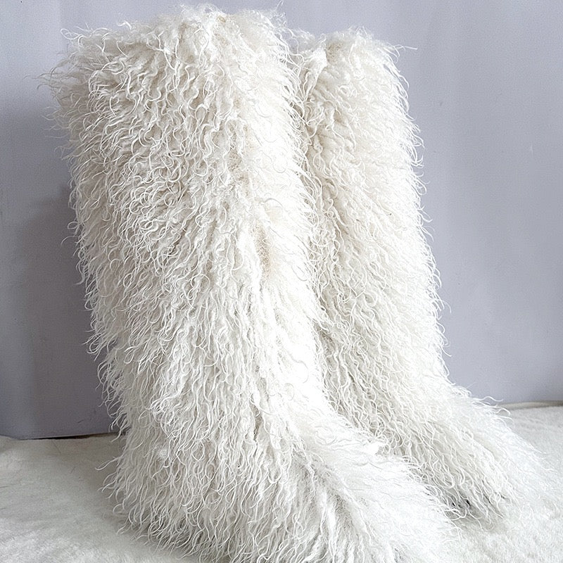 Women's Winter Faux Mongolian Fur Knee High Snow Boots-Warm Fashionable Solid Boots