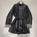 Washed leather jacket