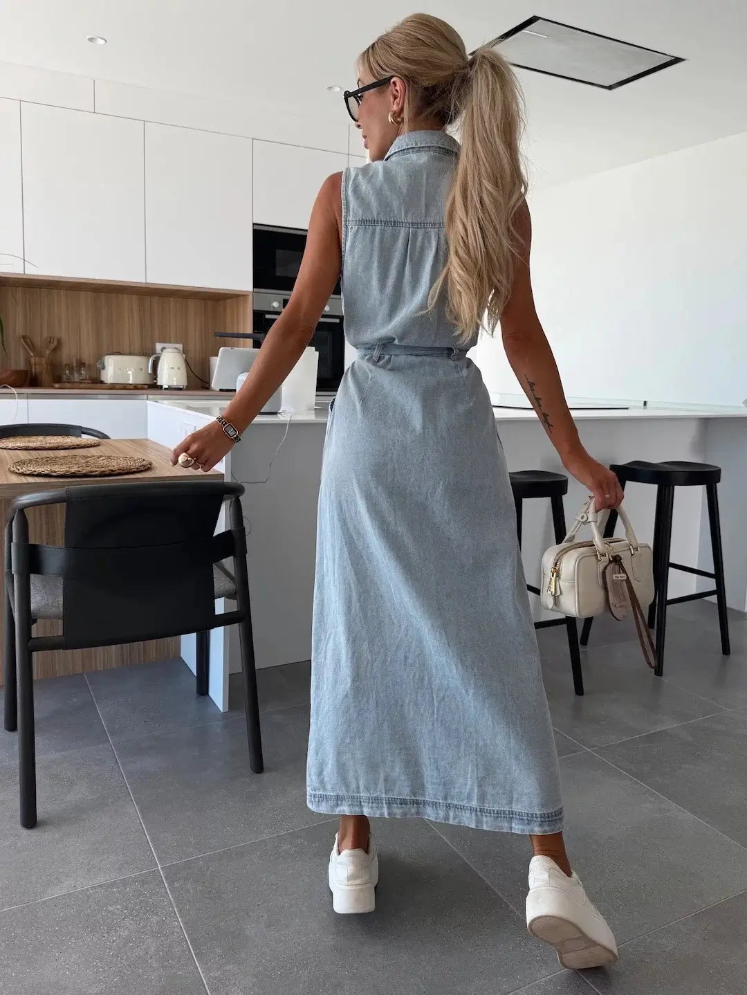 Sleeveless jeans dress