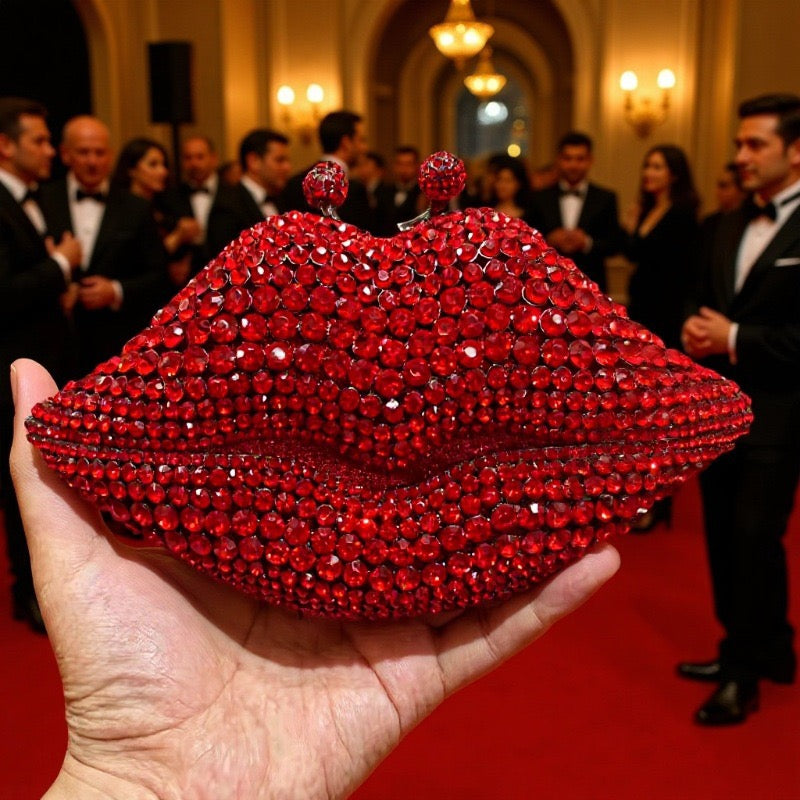 Crystal lip diamond bag