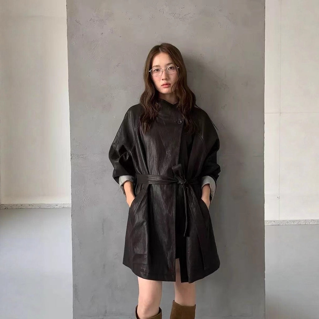 Washed leather jacket