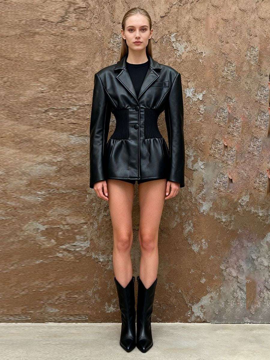 Leather waist jacket