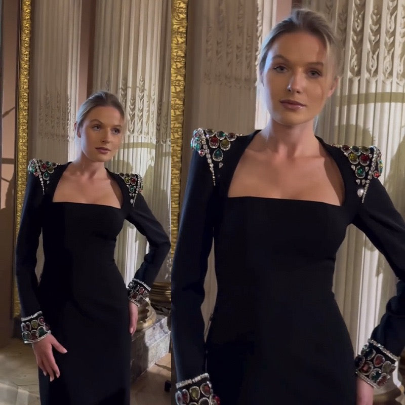 Bandage dress with diamonds