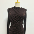 Asymmetric ruched bodice maxi