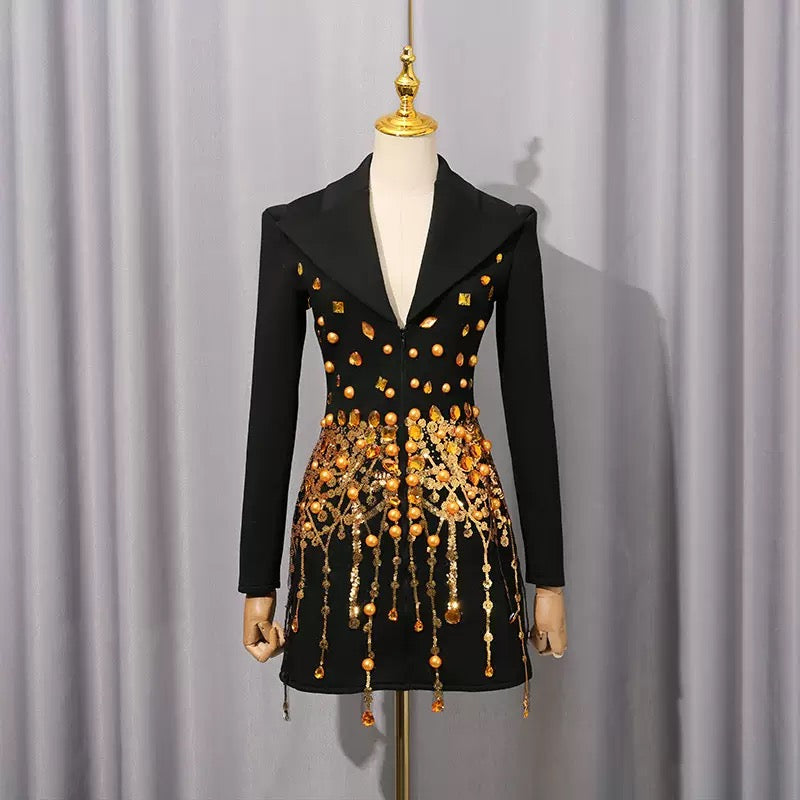 Tassels and rhinestone luxury blazer