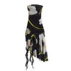 Asymmetrical backless printed dress