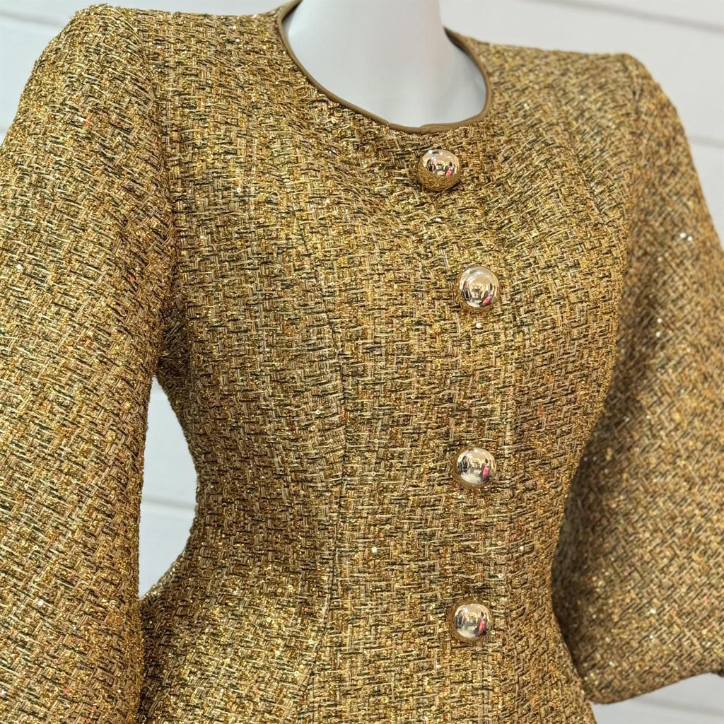 Metallic puff sleeves jacket