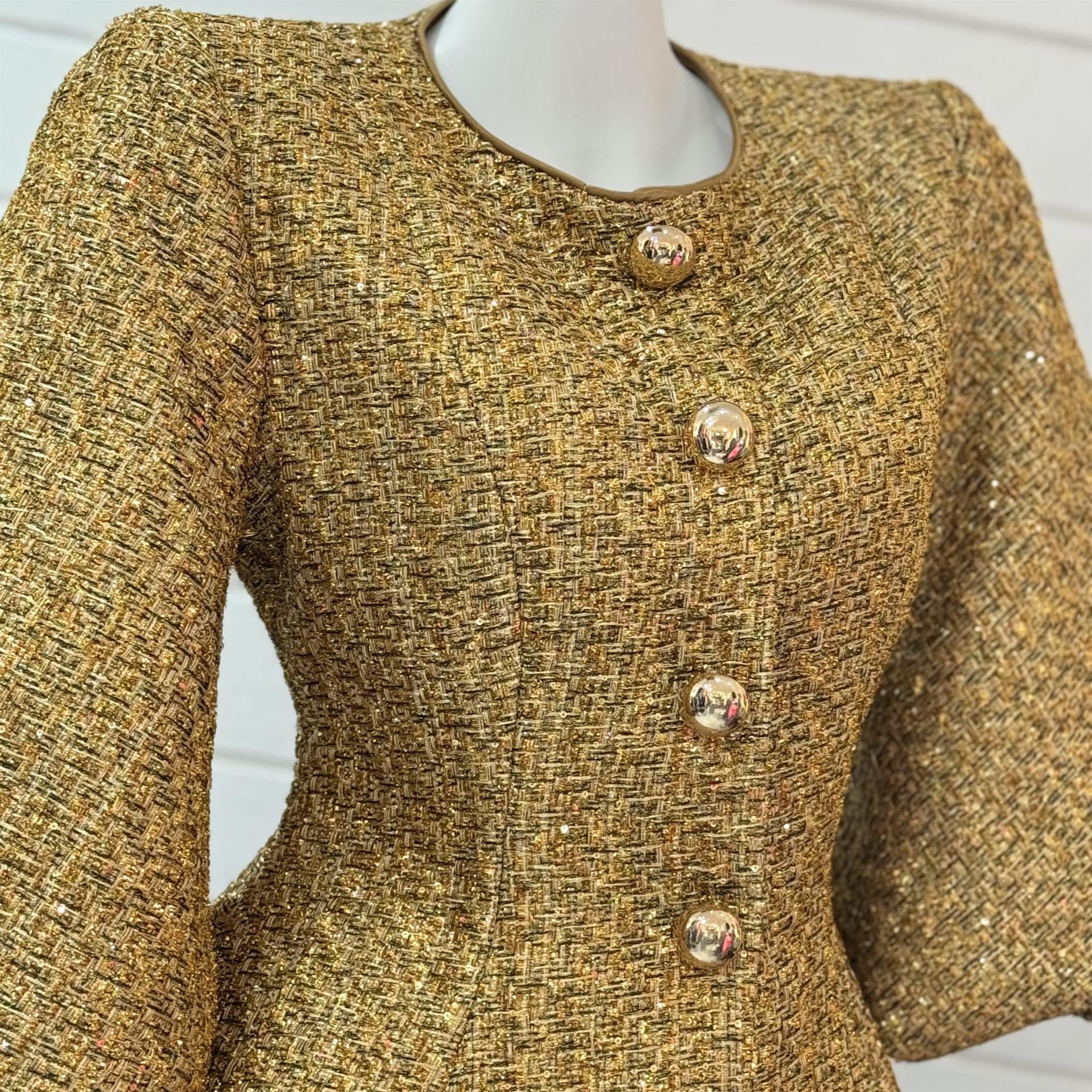 Metallic puff sleeves jacket