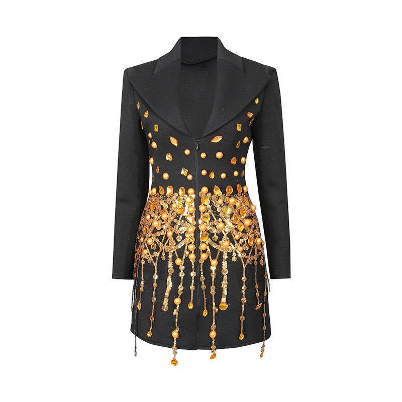Tassels and rhinestone luxury blazer