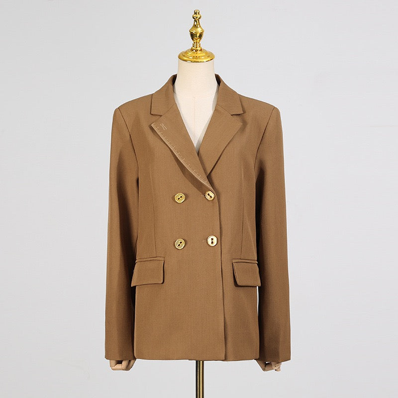 Crepe Knit Gold Button Jacket