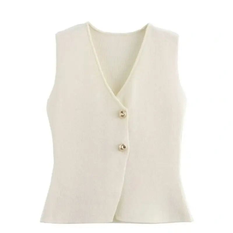 Elegant Plum Two-Piece Set – Sleeveless Button Vest & Pleated Midi Skirt