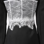 Lace design stitching blazer dress