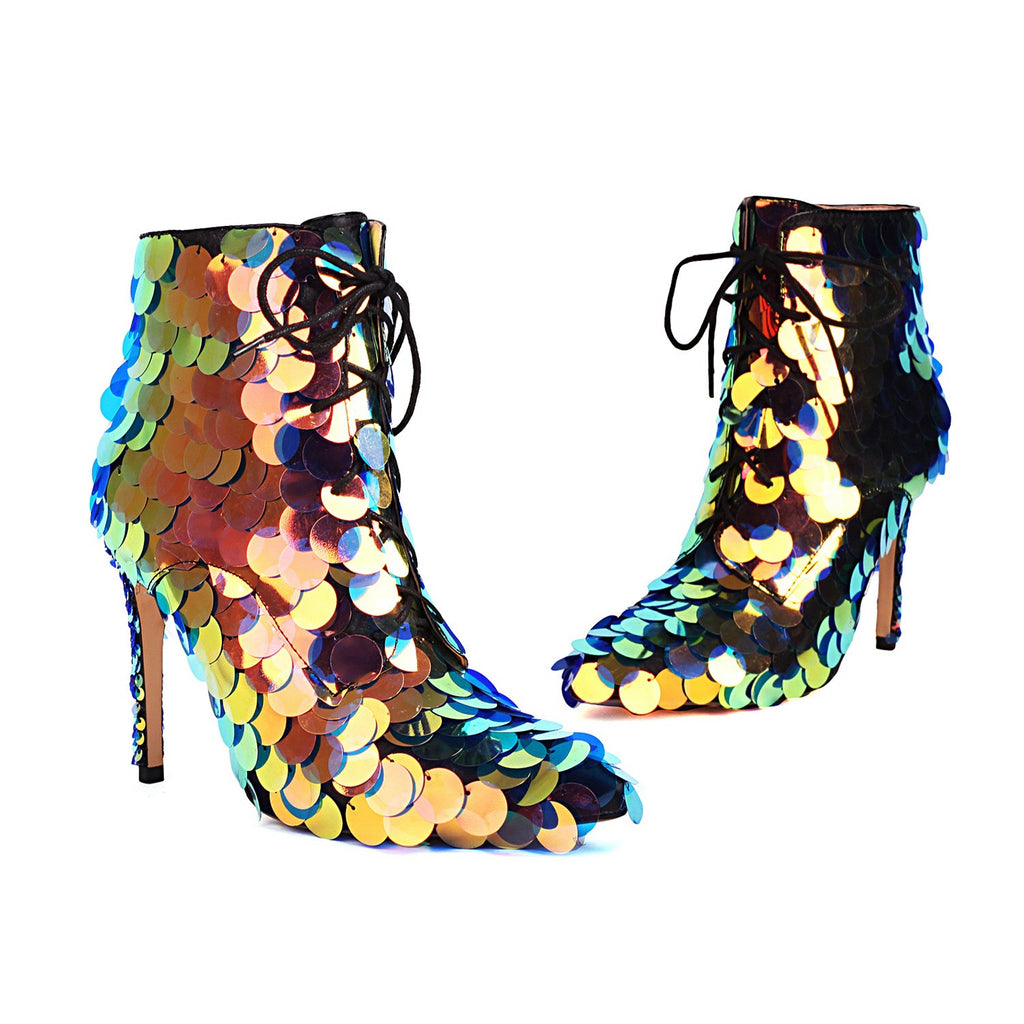 Sequined heels boot