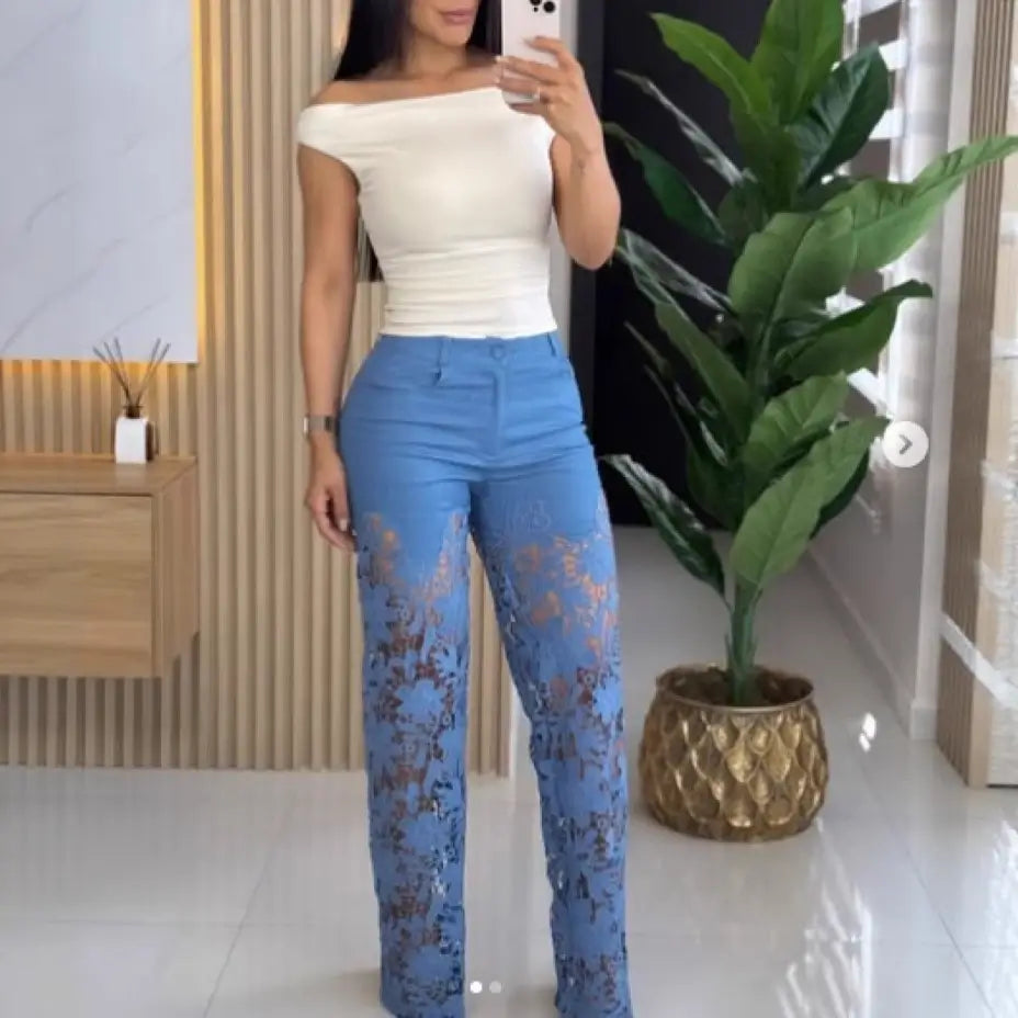 Lace jeans