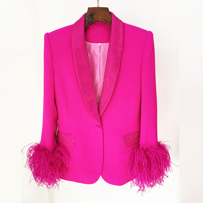 Blazer with feathers