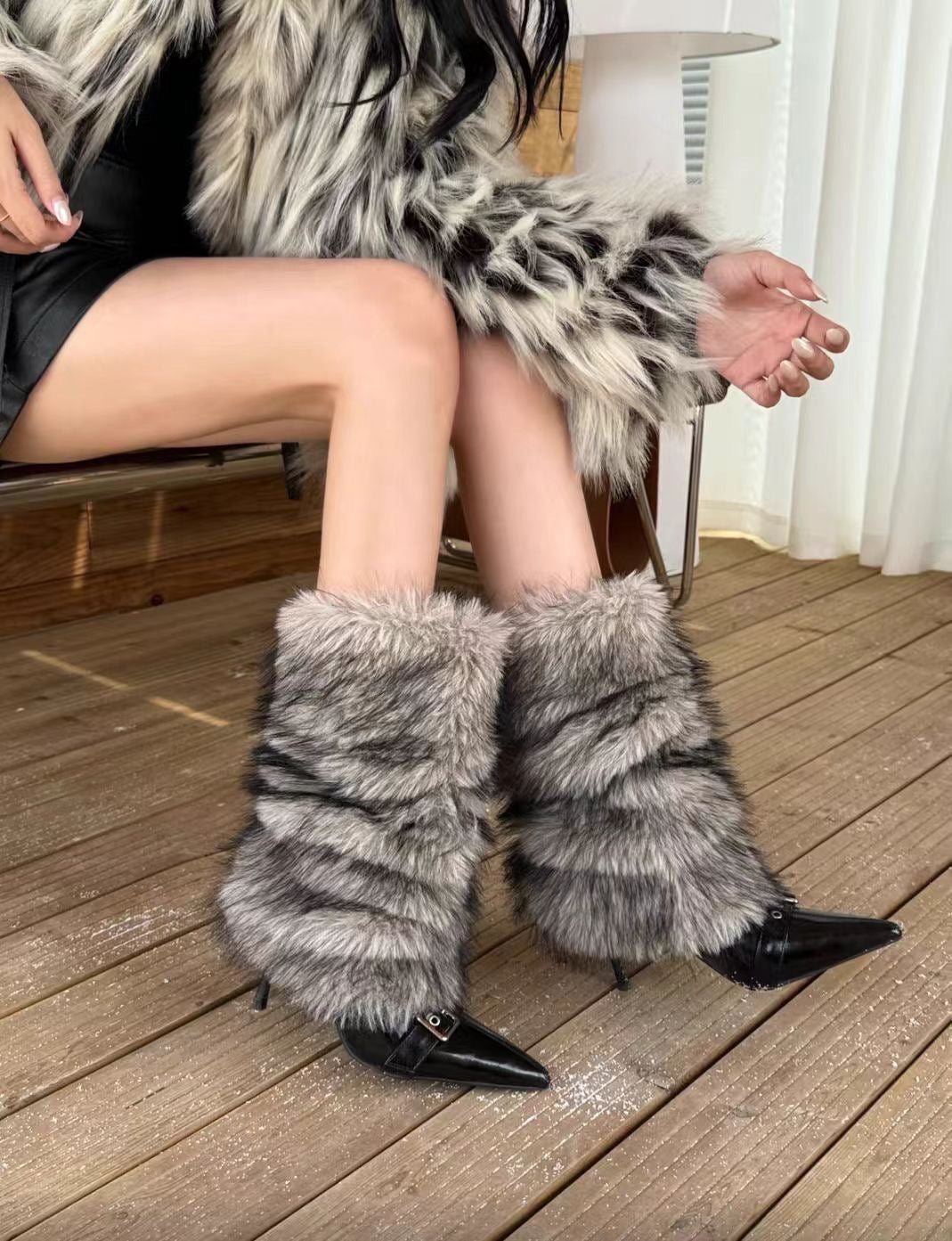Faux fur boots