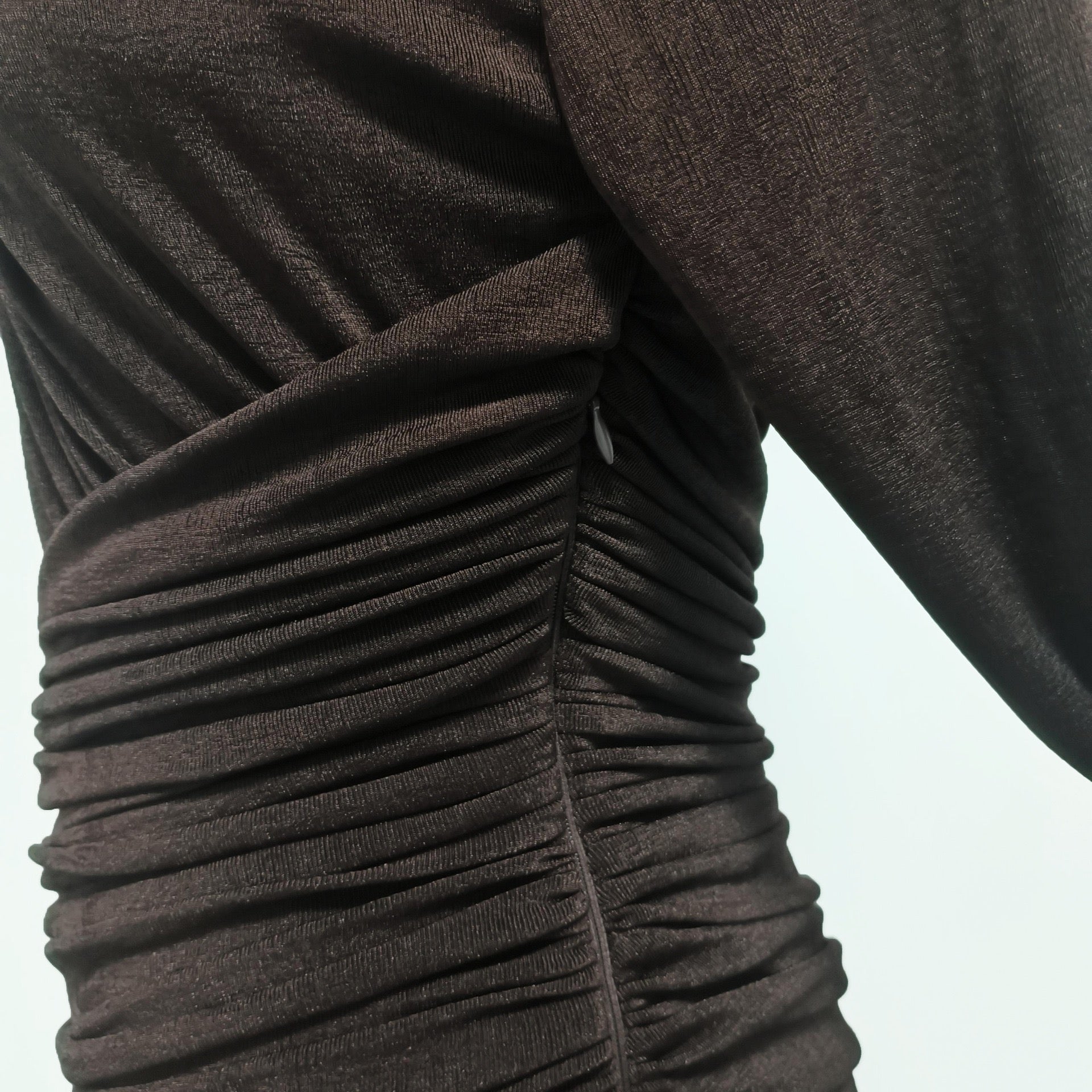 Asymmetric ruched bodice maxi