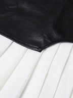 British mid leather skirt style