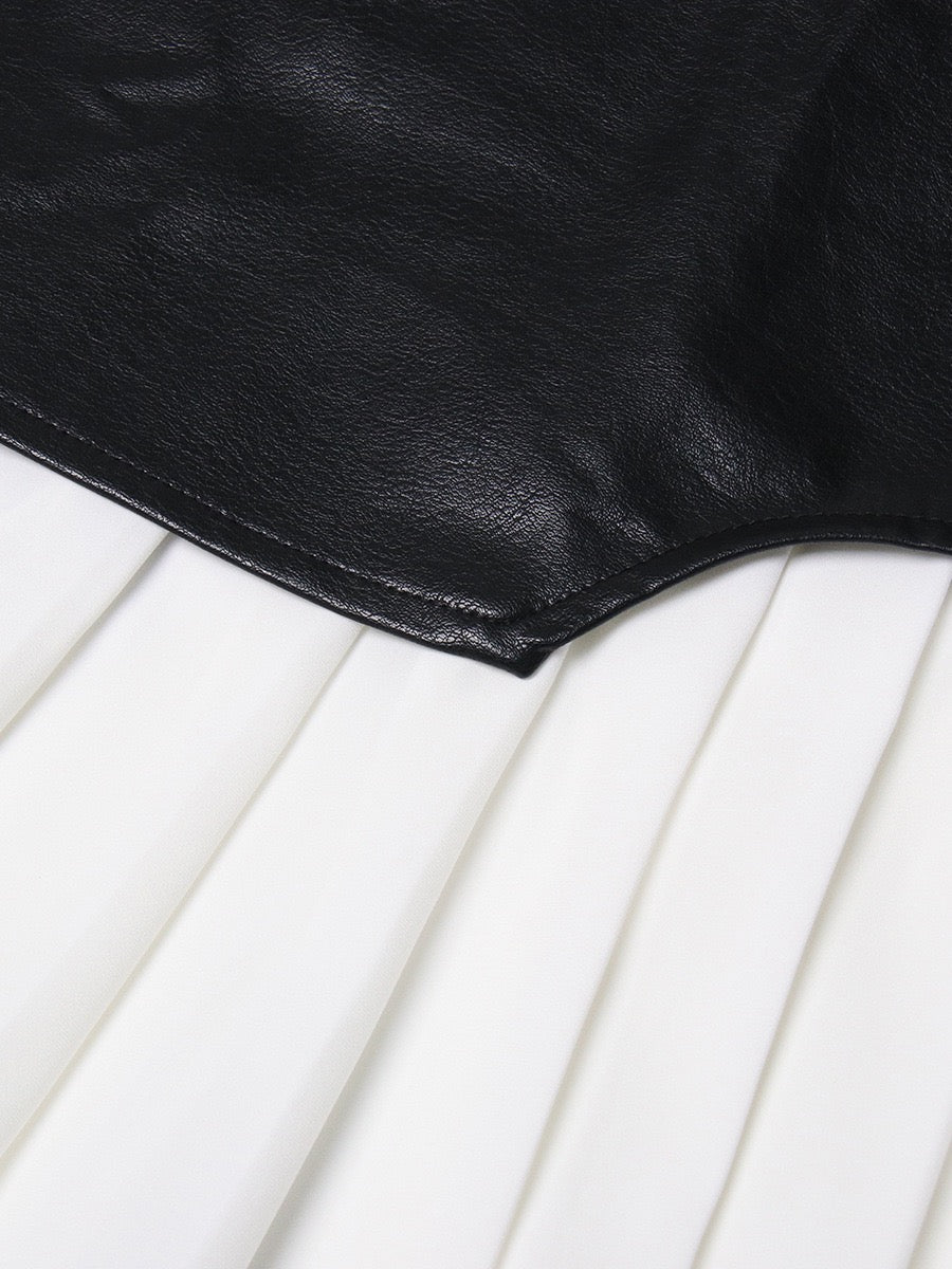 British mid leather skirt style