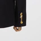 Crepe Knit Gold Button Jacket