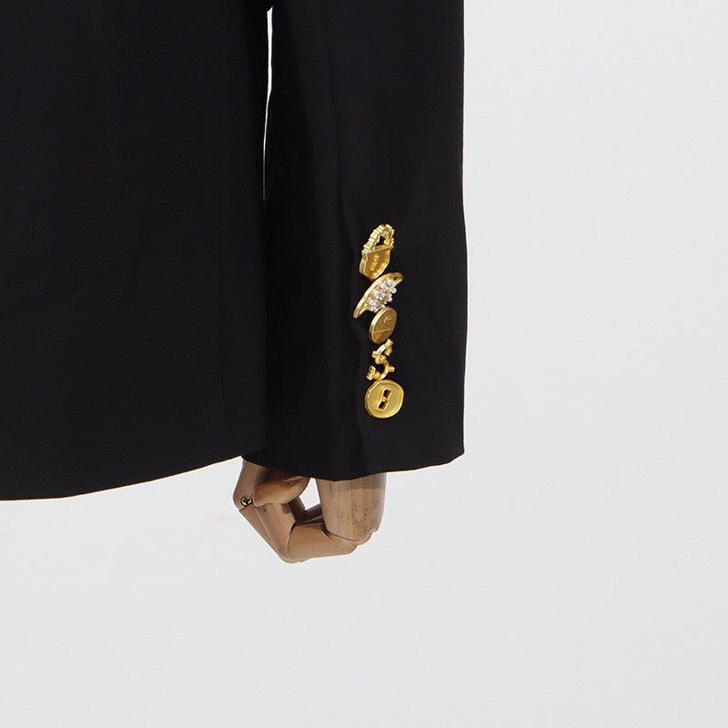 Crepe Knit Gold Button Jacket