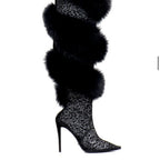 Fur high heel boot