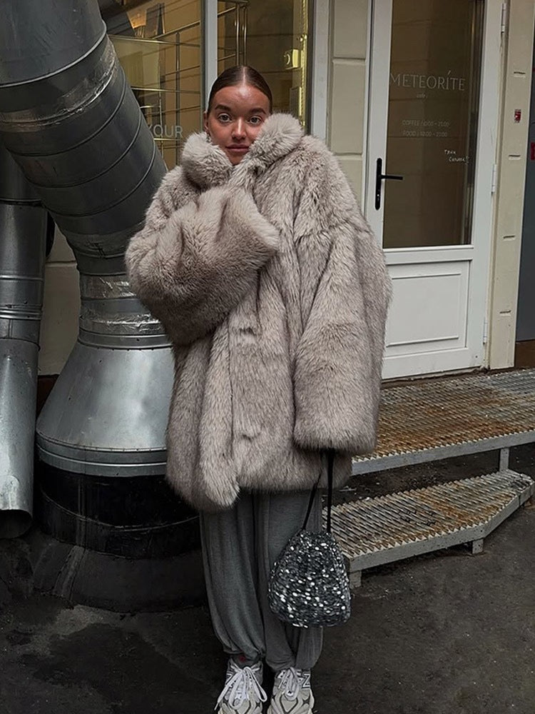 Gradient faux fur coat