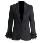 Blazer with feathers