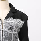 Lace design stitching blazer dress