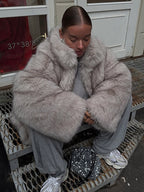 Gradient faux fur coat