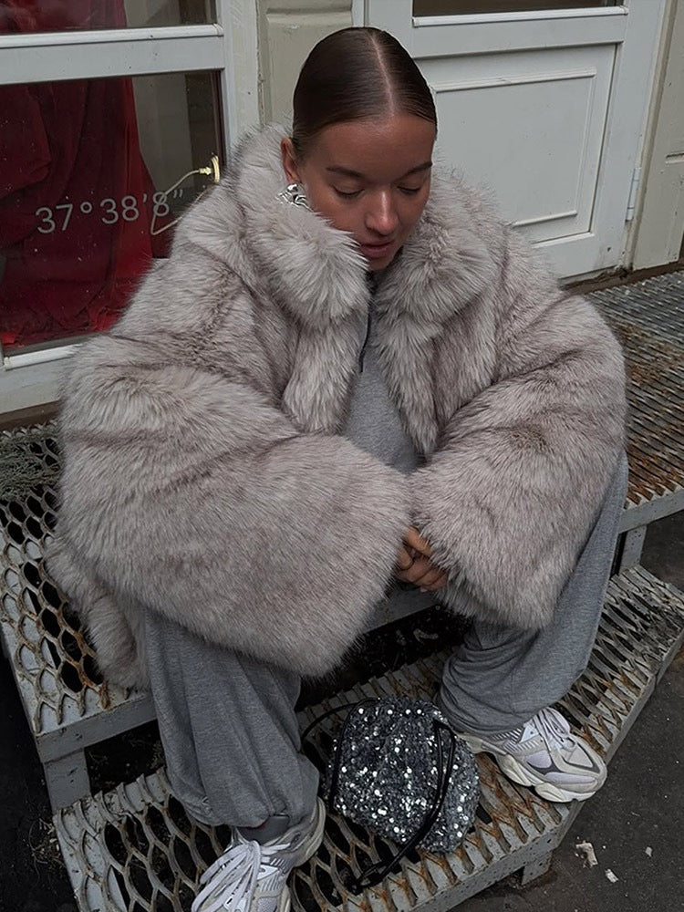 Gradient faux fur coat