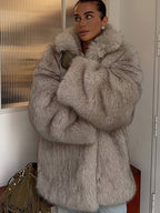 Gradient faux fur coat