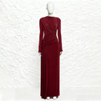 Asymmetric ruched bodice maxi