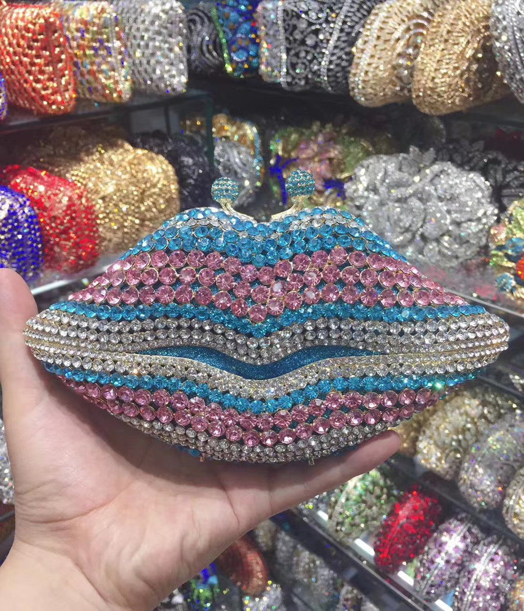 Crystal lip diamond bag