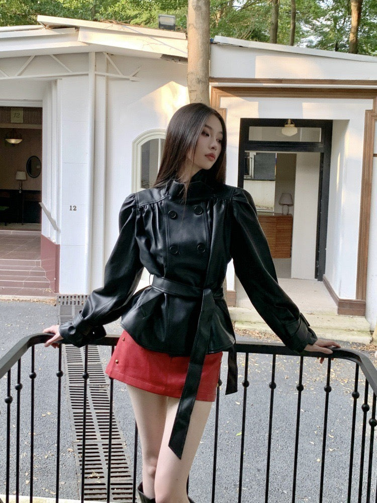 Umbrella leather jacket
