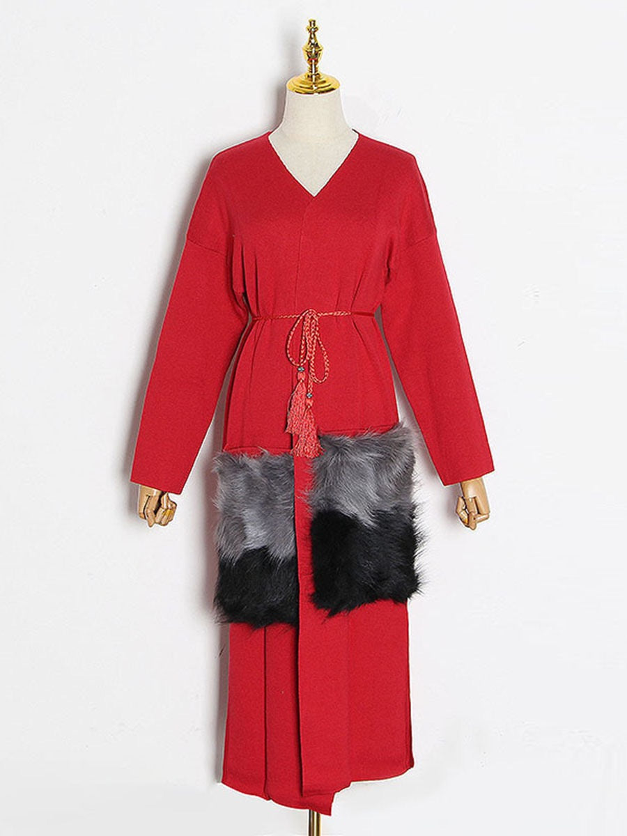 Long knitted cardigan coat