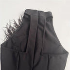 New flower encrusted diamond feather dress