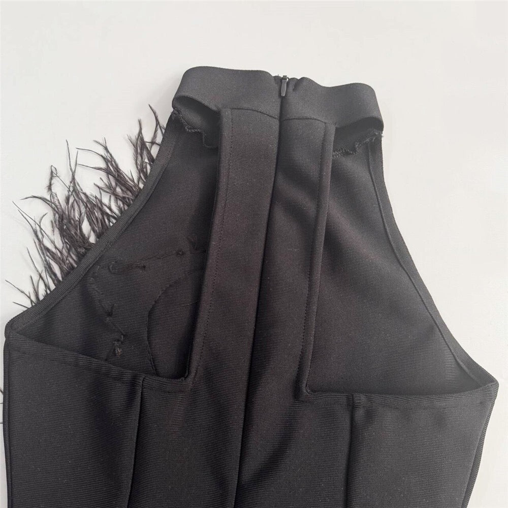 New flower encrusted diamond feather dress